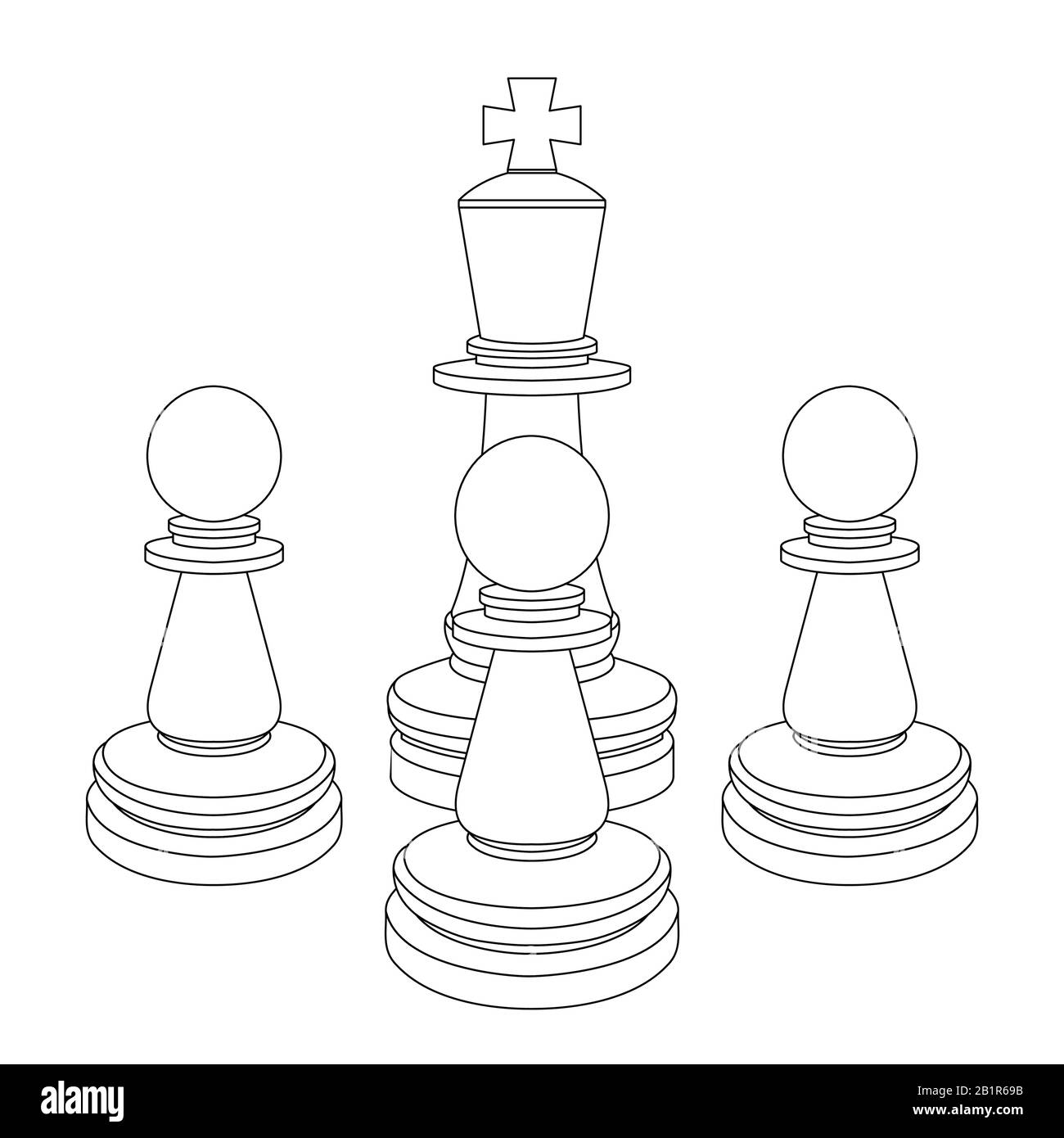 Schachfiguren. König und Pfötchen. Skizzen Stock Vektor