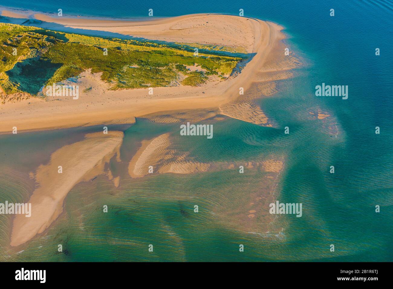 Luftbild der Küste, Deutschland, Schleswig-Holstein, Nationalpark Schleswig-Holsteinisches Wattenmeer, Amrum Stockfoto