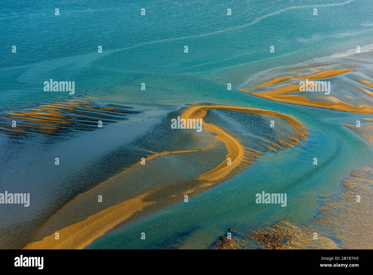 Luftbild Sandbank mit tideway, Deutschland, Schleswig-Holstein, Nationalpark Schleswig-Holsteinisches Wattenmeer Stockfoto