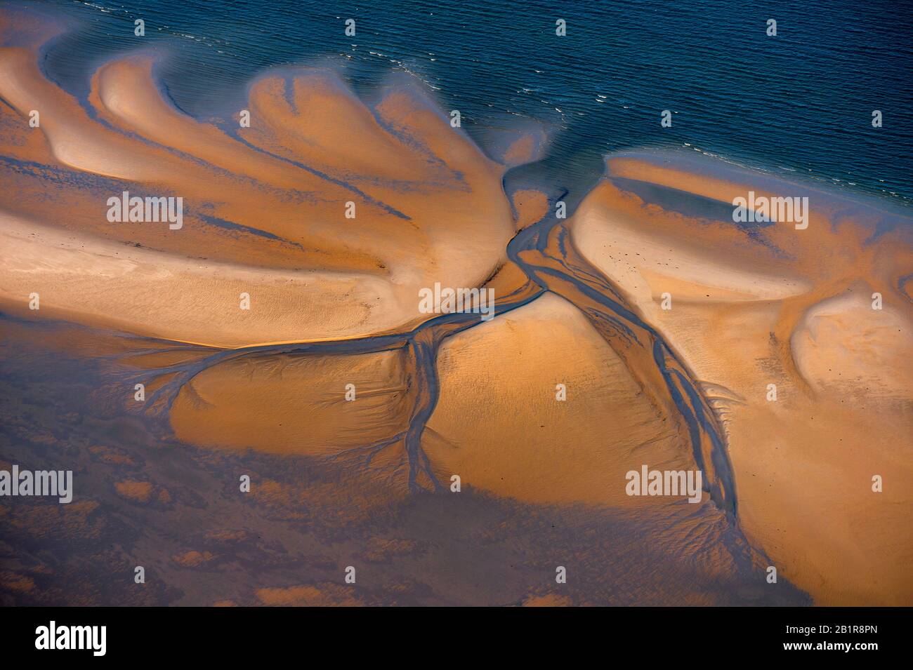 Luftbild Sandbank mit tideway, Deutschland, Schleswig-Holstein, Nationalpark Schleswig-Holsteinisches Wattenmeer Stockfoto