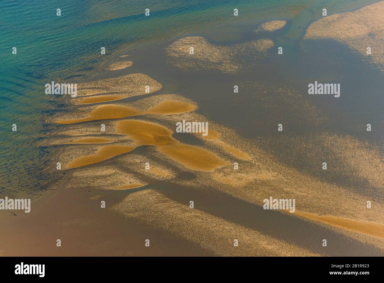 Luftbild einer Sandbank in der Nordsee, Deutschland, Schleswig-Holstein, Nationalpark Schleswig-Holsteinisches Wattenmeer Stockfoto