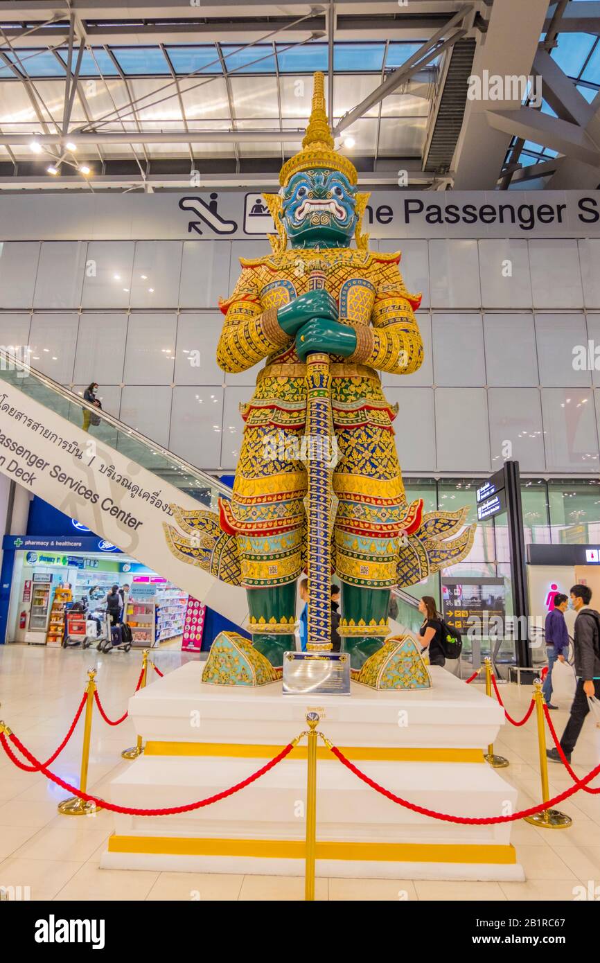 Abflugterminal, Suvarnabhumi Airport, Bangkok, Thailand Stockfoto