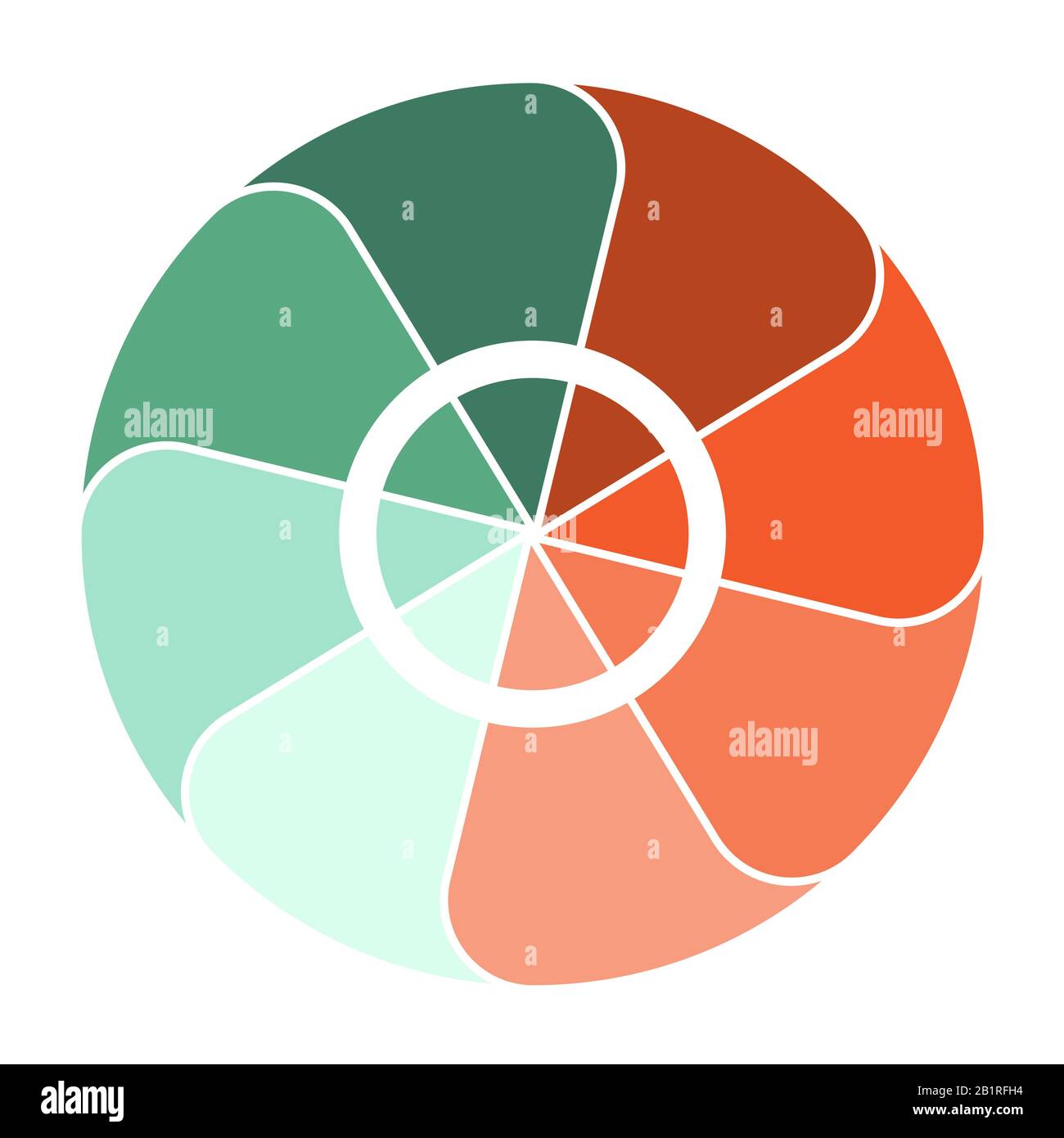 Template Pie Chart für Infografiken mit 8 Positionen Bereichstext. Stockfoto