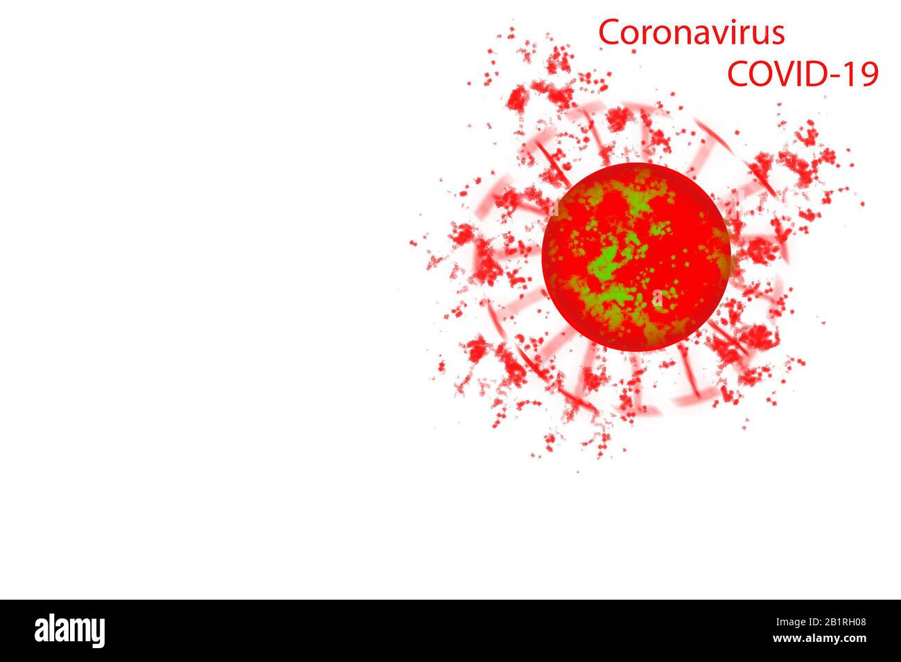 Coronavirus gefährlicher roter Zellhintergrund, konzeptionelle Zusammensetzung Stockfoto