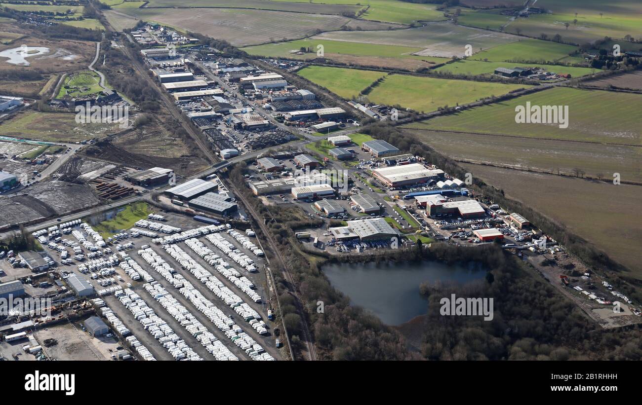 Luftaufnahme der Todwick Road Industrial Estate, Dinnington, in der Nähe von Sheffield Stockfoto