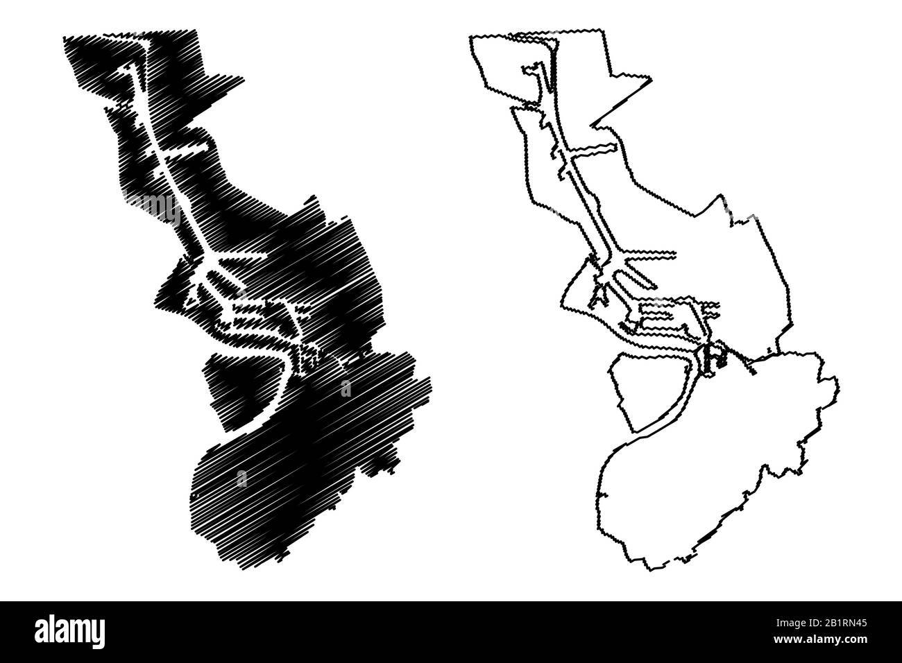 Stadt Antwerpen (Königreich Belgien, Flämische Region) Karte Vektor-Illustration, Skizze Stadt Antwerpen Karte Stock Vektor