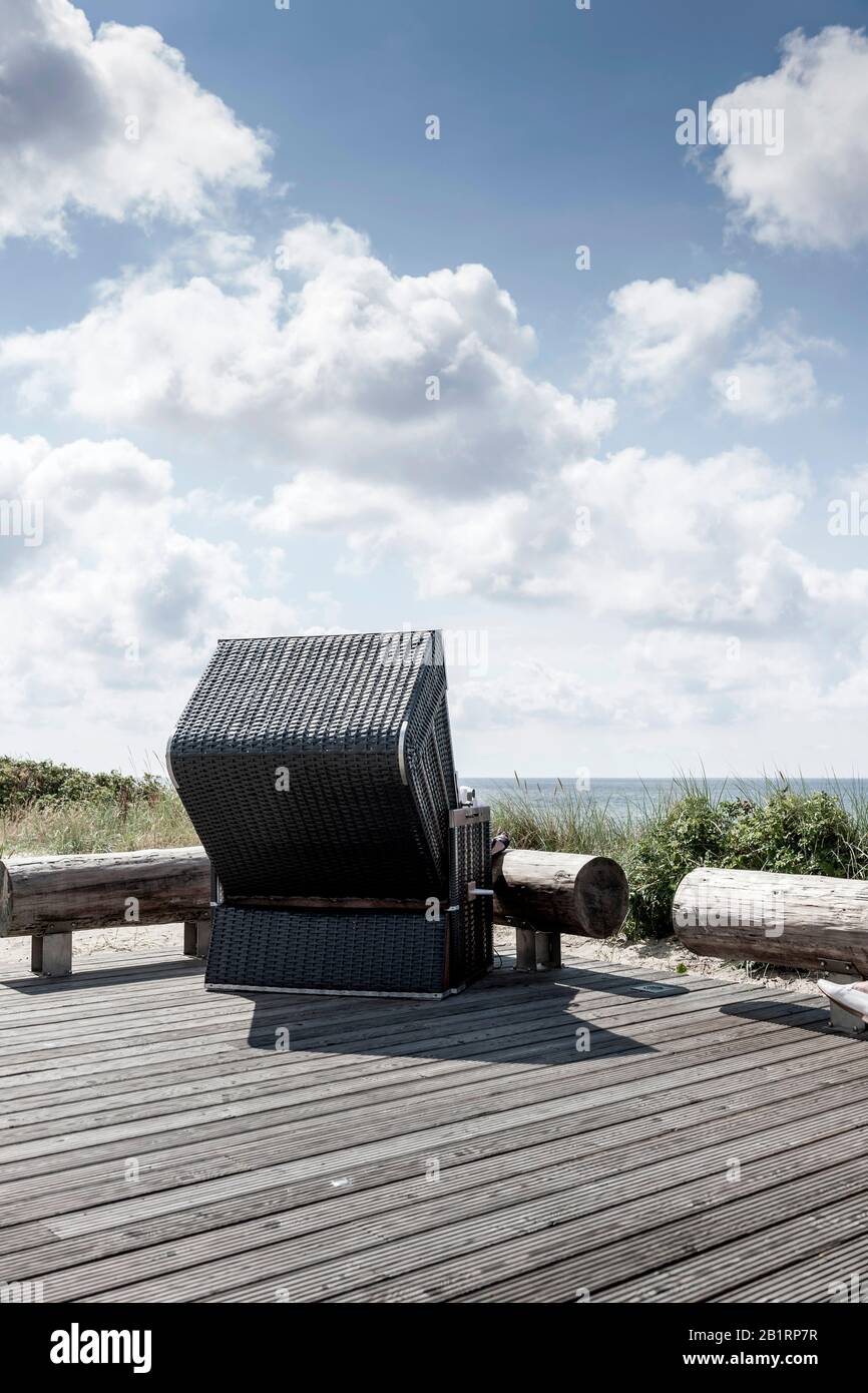 Strandstuhl, Küste, Wenningstedt, Sylt, Schleswig-Holstein, Deutschland, Stockfoto