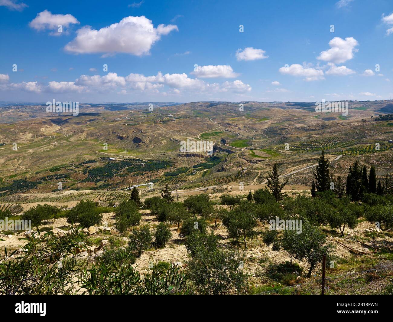 Landschaft am Berg Nebo, Jordanien, Naher Osten, Stockfoto