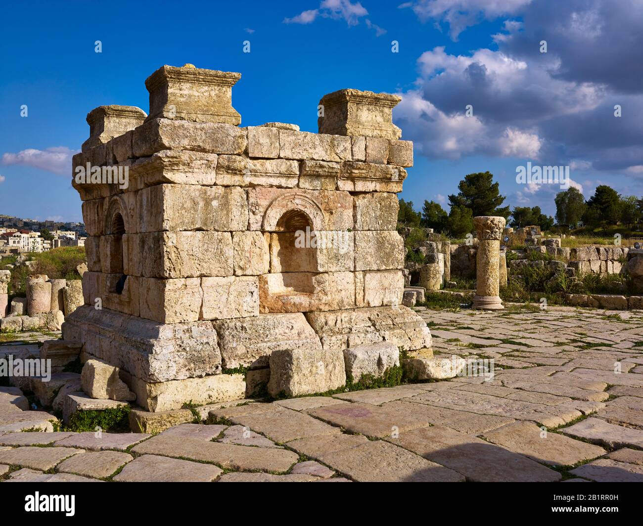 Tetrapylon im alten Gerasa oder Gerash, Jordanien, Naher Osten, Stockfoto