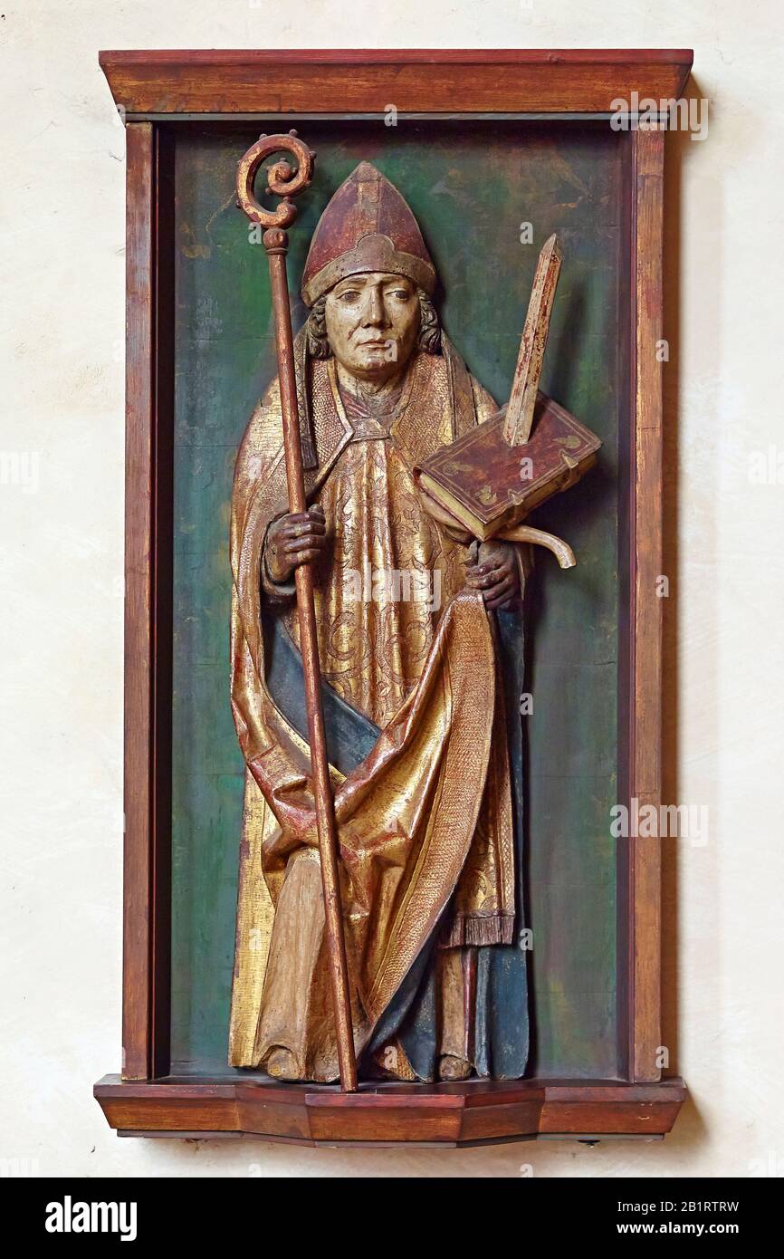 St.-Bonifatius-Reliefbild im Mariendom, Erfurt, Thüringen, Deutschland Stockfoto