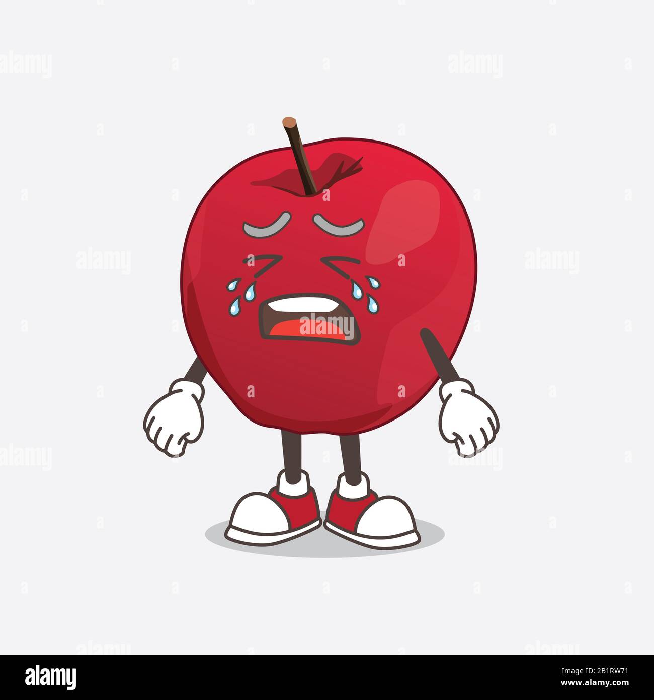 Apple Cartoon Maskottchen Charakter mit weinenden Ausdruck Stockfoto