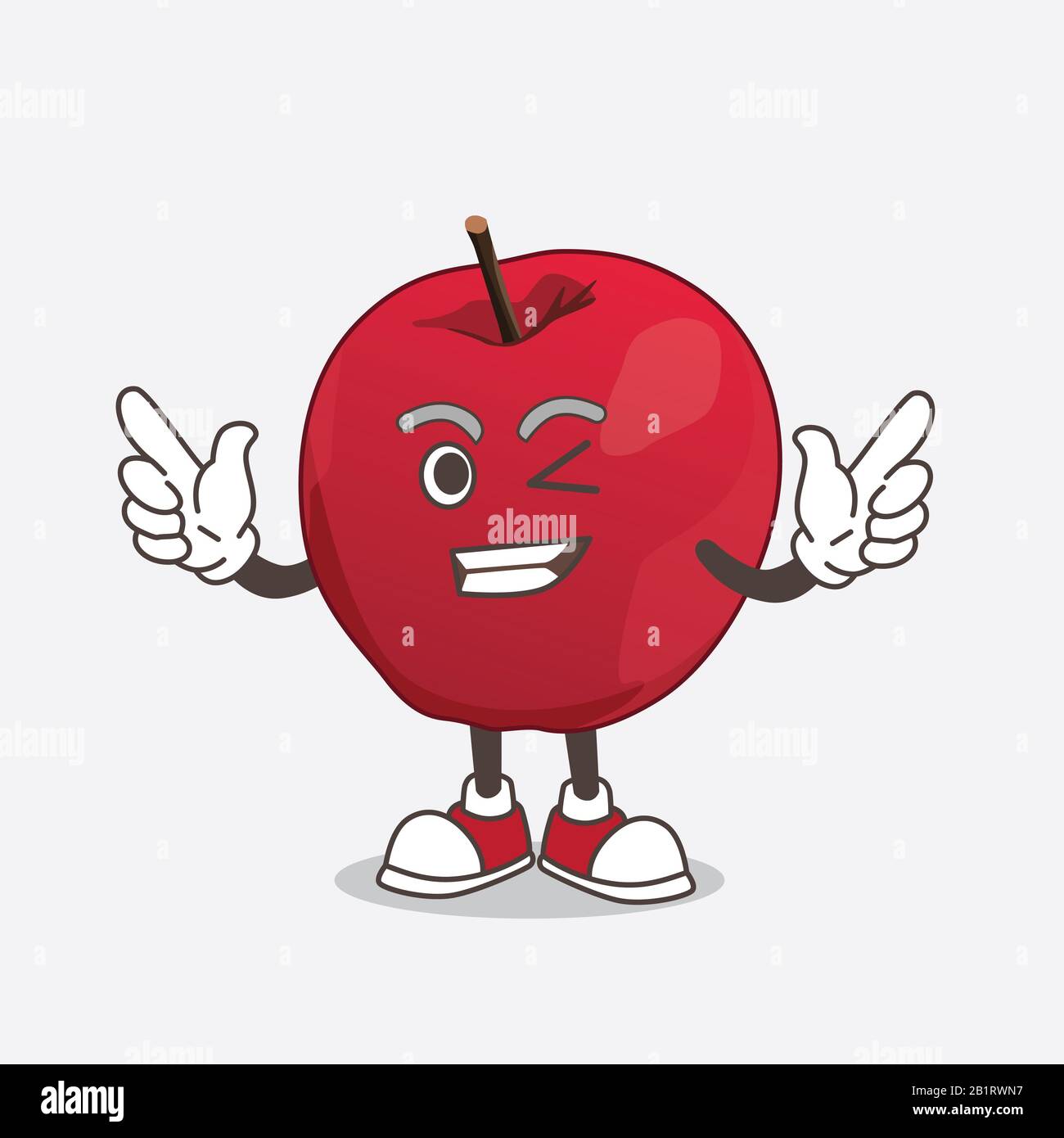 Apple Cartoon Maskottchen mit Winking Eye Stockfoto