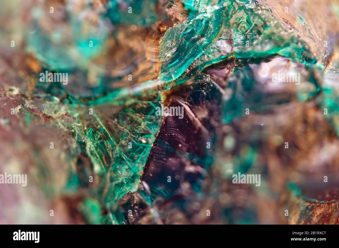 Türkisfarbene natürliche Textur aus natürlichem Material. Kristalle. Makro. Abstrakter Hintergrund. Stockfoto