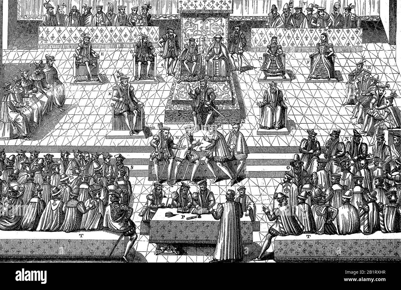 Eröffnung der Generalstaaten in Orleans, Januar 1561, Frankreich / die Sammlung der drei Stände zu Orleans im Januar 1561, Generalstände in Frankreich die ersten 1302 von König Philipp IV. Einberufenen Vertänischen der drei Stände, historisch, Digitale verbesserte Wiedergabe eines Originals aus dem 19. Jahrhundert / Digitale Produktion einer Originalanlage aus dem 19. Jahrhunderts Stockfoto