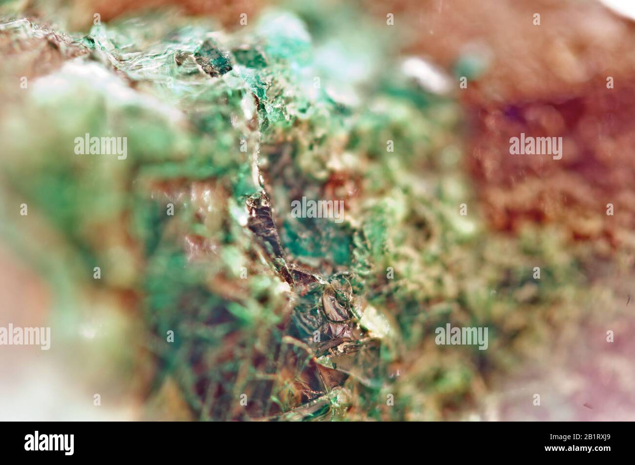 Türkisfarbene natürliche Textur aus natürlichem Material. Kristalle. Makro. Abstrakter Hintergrund. Stockfoto