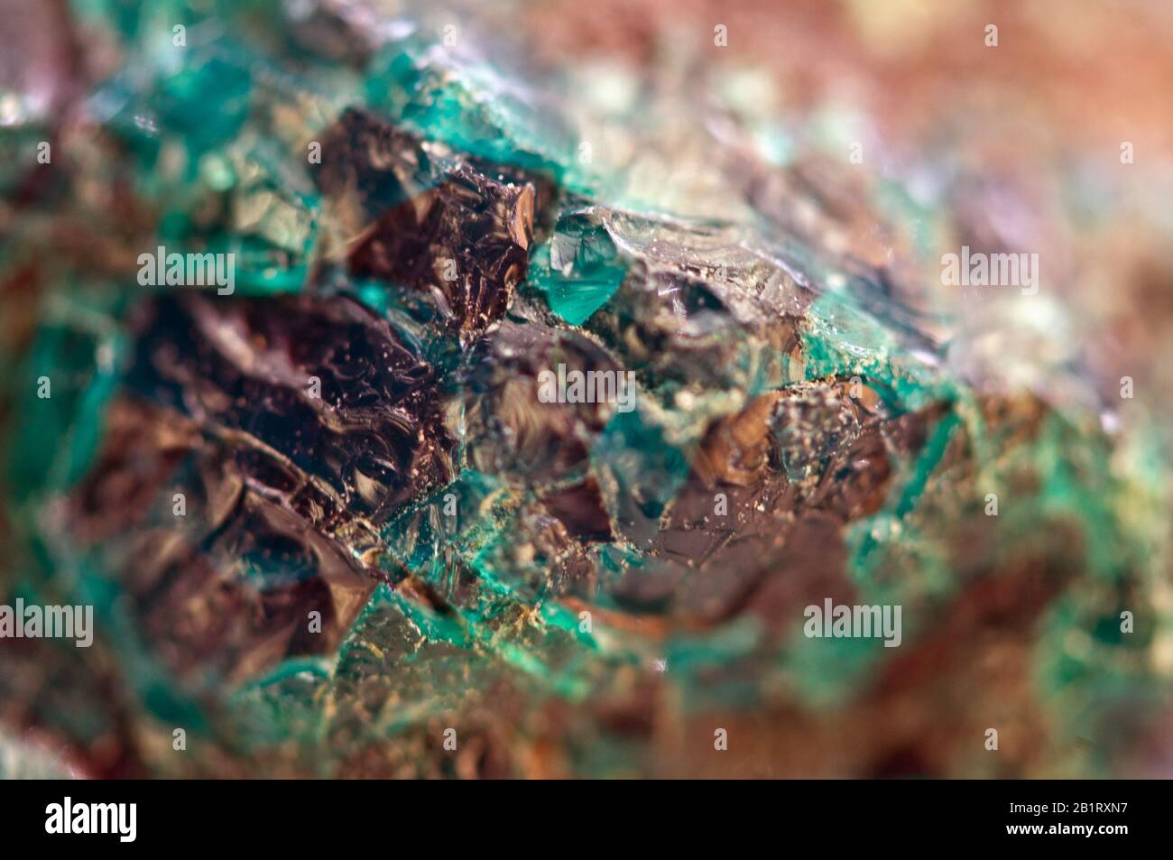 Türkisfarbene natürliche Textur aus natürlichem Material. Kristalle. Makro. Abstrakter Hintergrund. Stockfoto