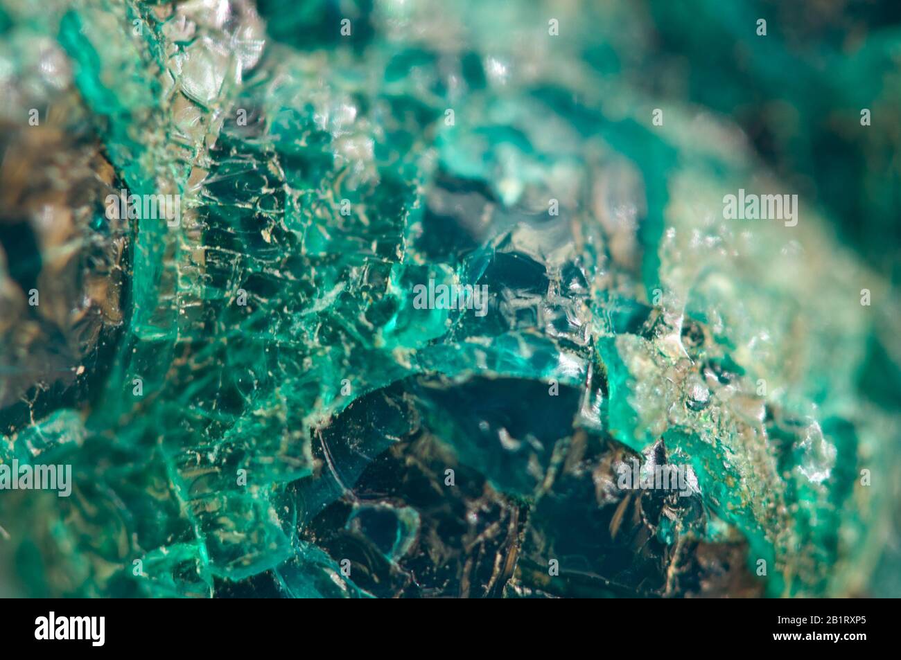 Türkisfarbene natürliche Textur aus natürlichem Material. Kristalle. Makro. Abstrakter Hintergrund. Stockfoto