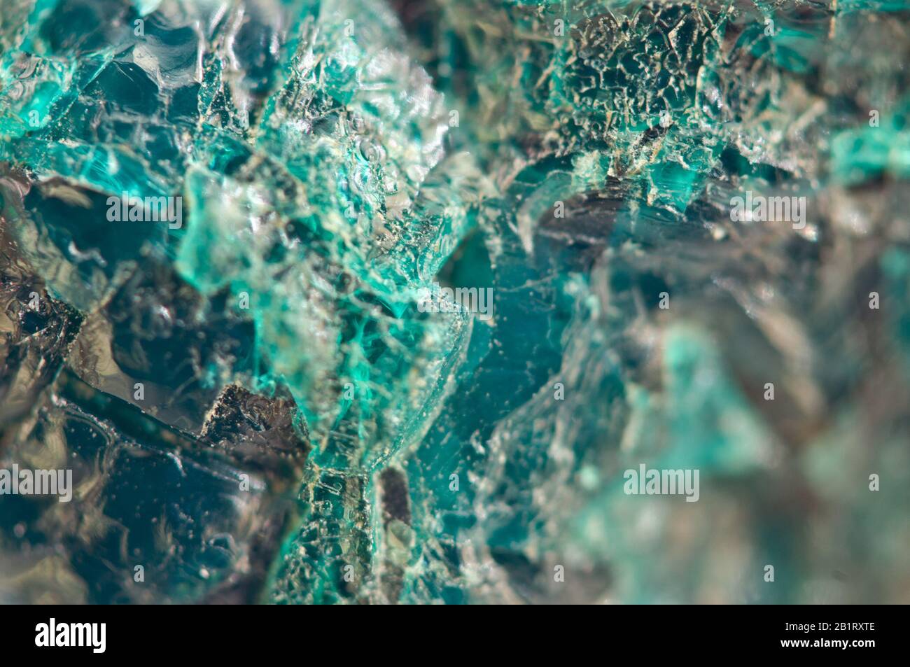 Türkisfarbene natürliche Textur aus natürlichem Material. Kristalle. Makro. Abstrakter Hintergrund. Stockfoto