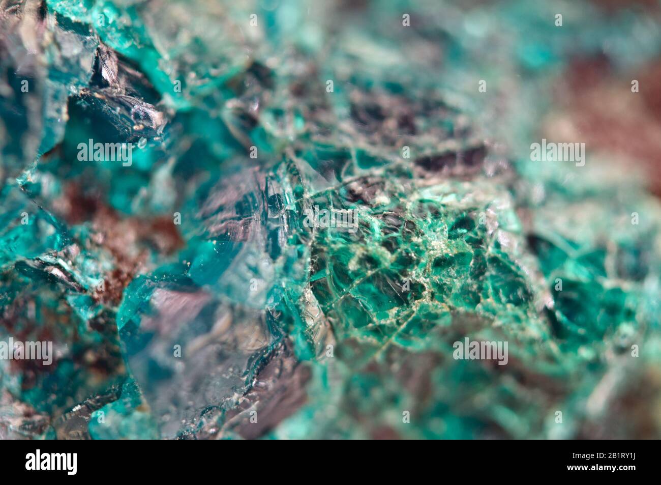 Türkisfarbene natürliche Textur aus natürlichem Material. Kristalle. Makro. Abstrakter Hintergrund. Stockfoto