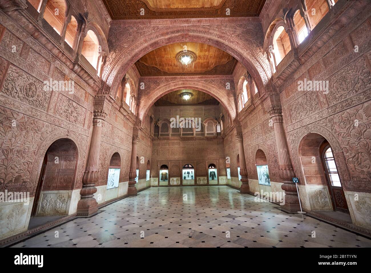 Große Halle in Junagarh Fort, Bikaner, Rajasthan, Indien Stockfoto