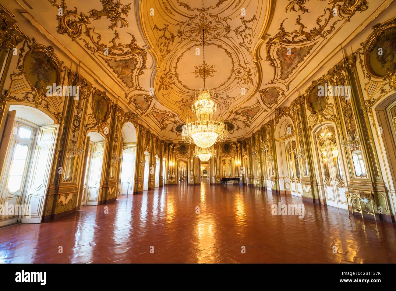 Thron Zimmer, Royal Sommer Palast von Queluz, Küste von Lissabon, Portugal Stockfoto