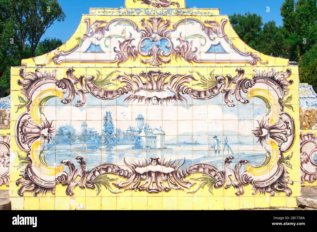 Azulejos der gefliesten Canal, Royal Sommer Palast von Queluz, Lissabons Küste, Portugal Stockfoto