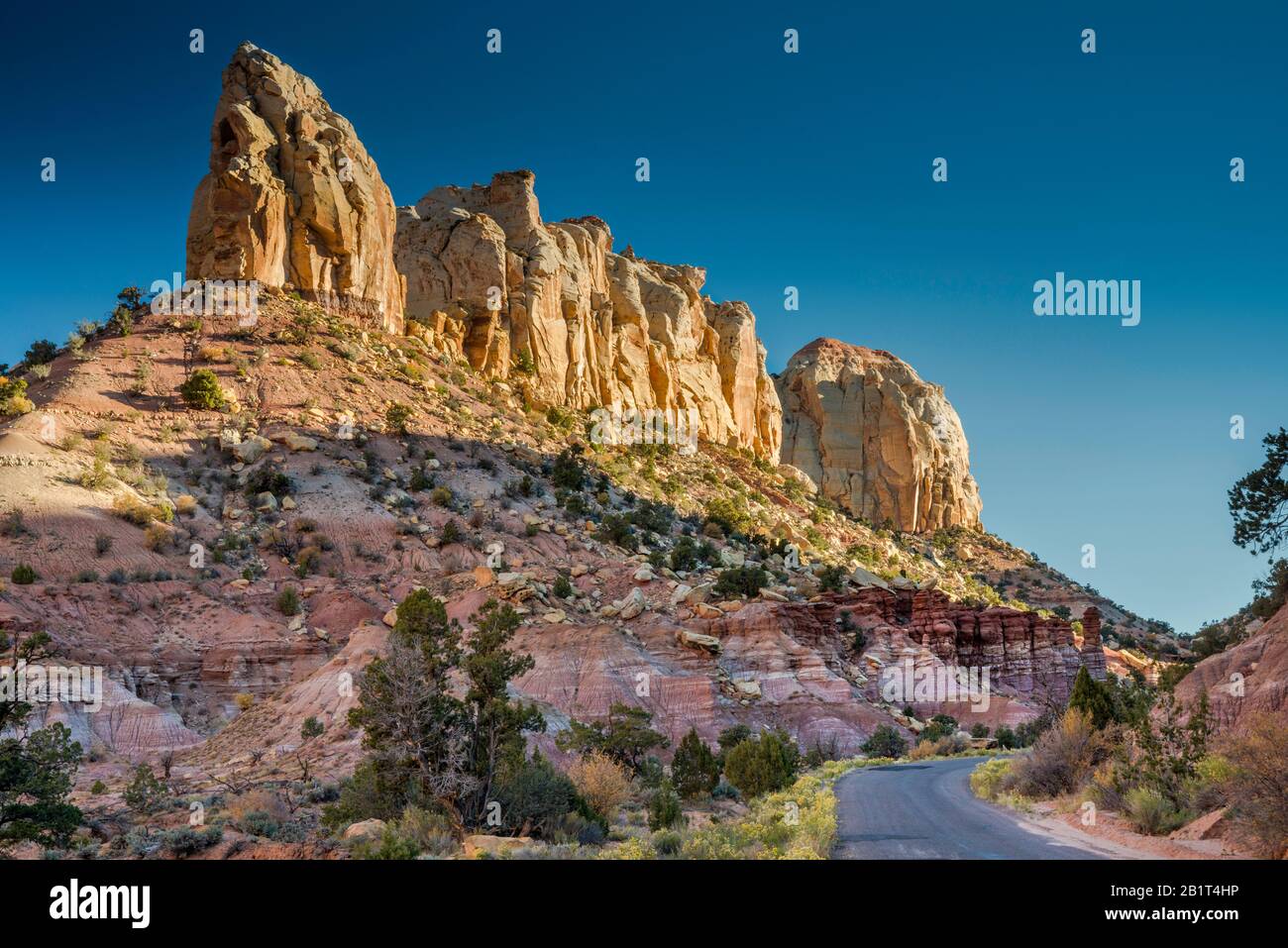 Kreisen Sie Klippen, Wingate Sandsteinformation, Burr Trail Road, Grand Staircase-Escalante National Monument, Utah, USA Stockfoto