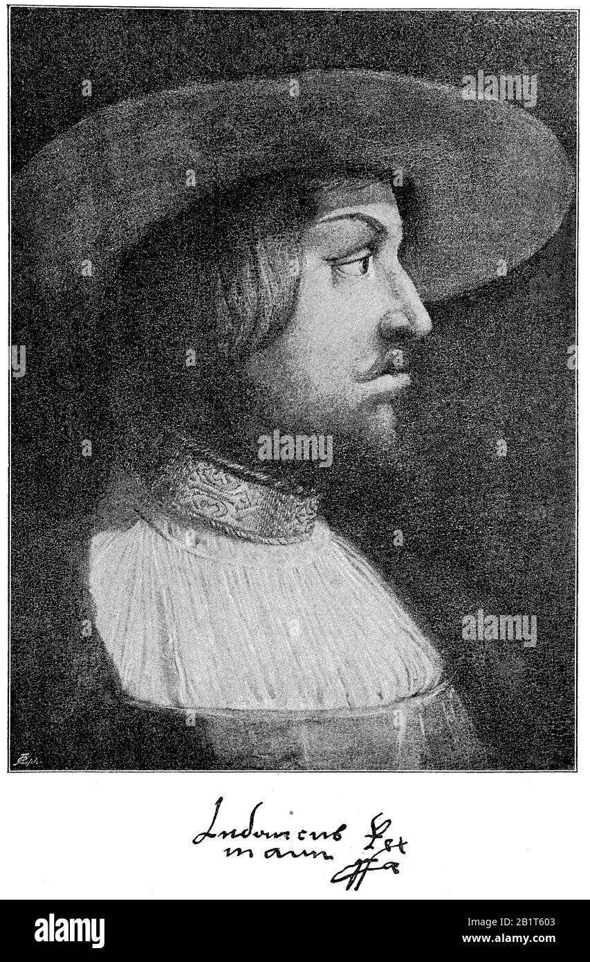 Louis II., Ludvík, 1506 - 1526, war König von Ungarn, Kroatien und Böhmen von 1516 bis 1526 / Ludwig II., Ludvík Jagellonský, Kriegskönig von Böhmen, Ungarn und Kroatien, historisch, digital verbesserte Wiedergabe eines Originals aus dem 19. Jahrhundert / Digitale Produktion einer Originalanlage aus dem 19. Jahrhunderts Stockfoto