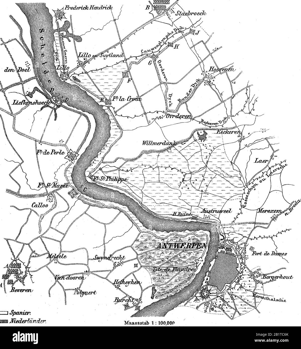 Truppen des spanischen Königs Philipp II. Belagerten Antwerpen von Juli 1584 bis August 1585 während des Achtzigjährigen Krieges/Plan zur Belehnung von Antwerpen durch Truppen des spanischen Königs Philipp II. In der Zeit von Juli 1584 bis August 1585 im Rahmen des Achtzigjähigen Krieges. Historisch, digital verbesserte Wiedergabe eines Originals aus dem 19. Jahrhundert / Digitale Produktion einer Originalanlage aus dem 19. Jahrhunderts Stockfoto Truppen des spanischen Königs Philipp II. Belagerten Antwerpen von Juli 1584 bis August 1585 während des Achtzigjährigen Krieges/Plan zur Belehnung von Antwerpen durch Truppen des spanischen Königs Philipp II. In der Zeit von Juli 1584 bis August 1585 im Rahmen des Achtzigjähigen Krieges. Historisch, digital verbesserte Wiedergabe eines Originals aus dem 19. Jahrhundert / Digitale Produktion einer Originalanlage aus dem 19. Jahrhunderts Stockfoto
