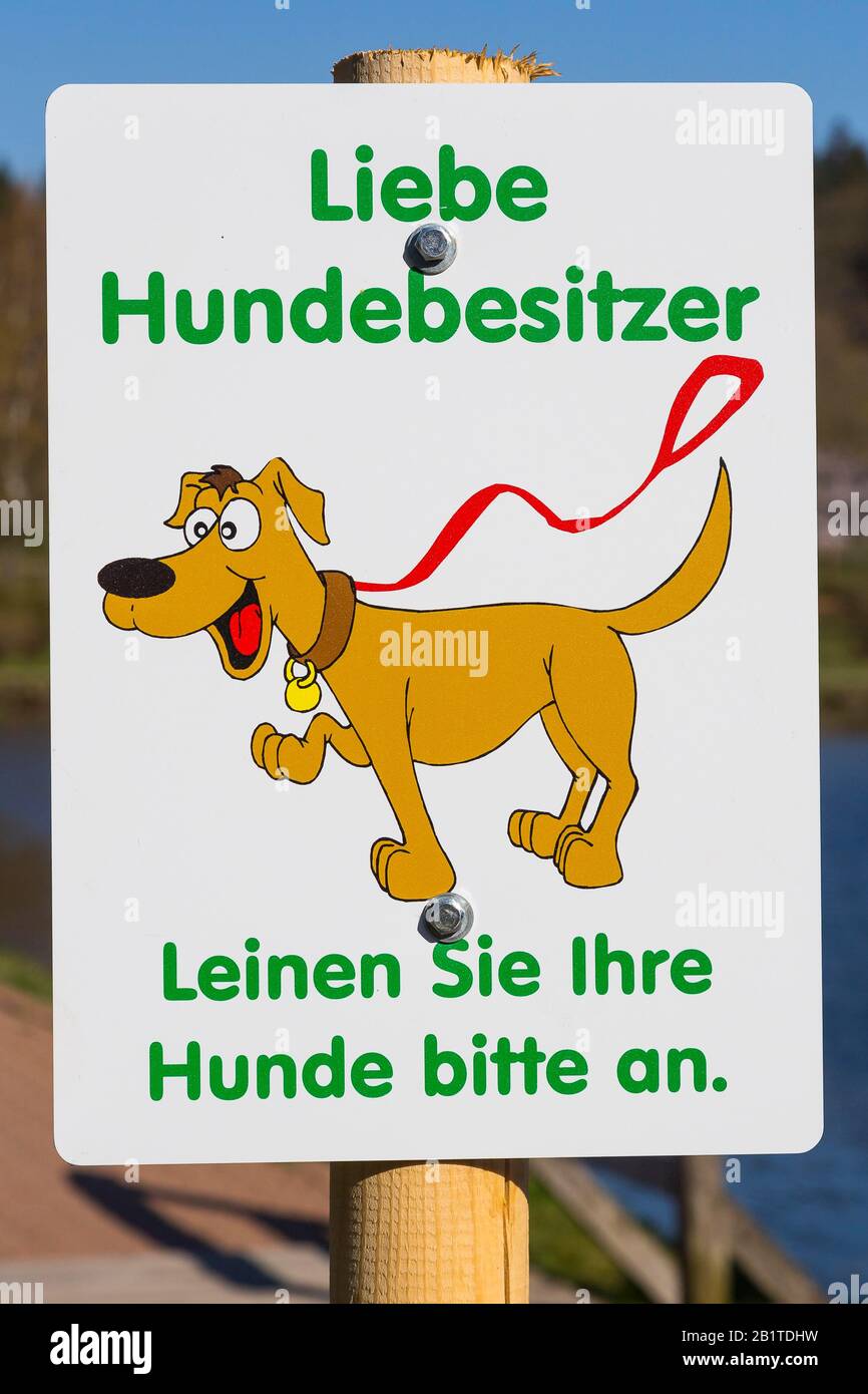Schild an Hundebesitzer, Niedersachsen, Deutschland Stockfoto