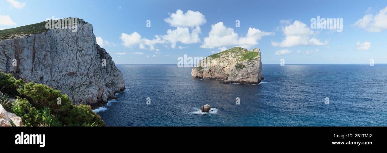 Cala Inferno Panorama. Alghero, Sardinien.Italien Stockfoto