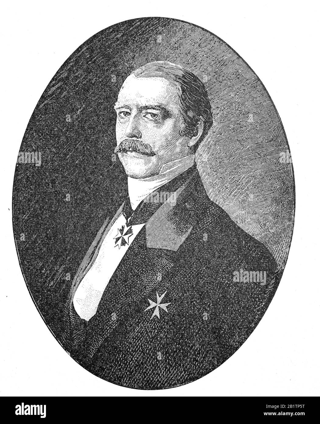 Otto Eduard Leopolds, Fürst von Bismarck, Herzog von Lauenburg, Geboren von Bismarck-Schönhausen, deutsch: Otto Eduard Leopold-Fürst von Bismarck, Herzog zu Lauenburg, 1. April 1815 - 30. Juli 1898, bekannt als Otto von Bismarck, war ein konservativer deutscher Staatsmann / Otto Eduard Leopold-Schönhausen, ab 1865 Graf von Bismarck-Schönhausen, Ab 1871 Fürst von Bismarck, ab 1890 auch Herzog zu Lauenburg, deutscher Politiker und Staatsmann, hier als Bundestagsgesandter, historisch, digital verbesserte Wiedergabe eines Originals aus dem 19. Jahrhundert / Digitale Produktion einer Originalanlage aus d Stockfoto