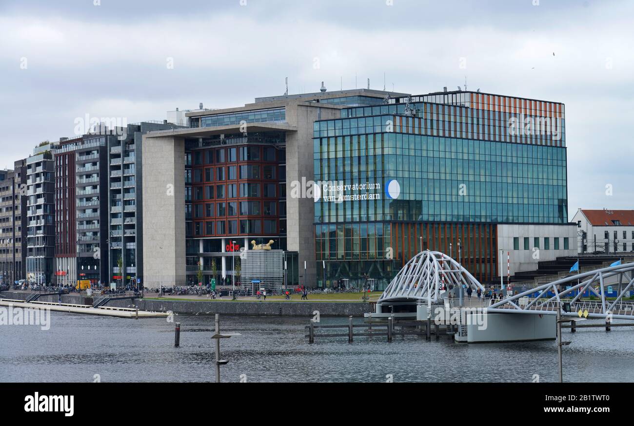 Openbare Bibliotheek Amsterdam, Konservatorium, Oosterdokskade, Amsterdam, Niederlande Stockfoto