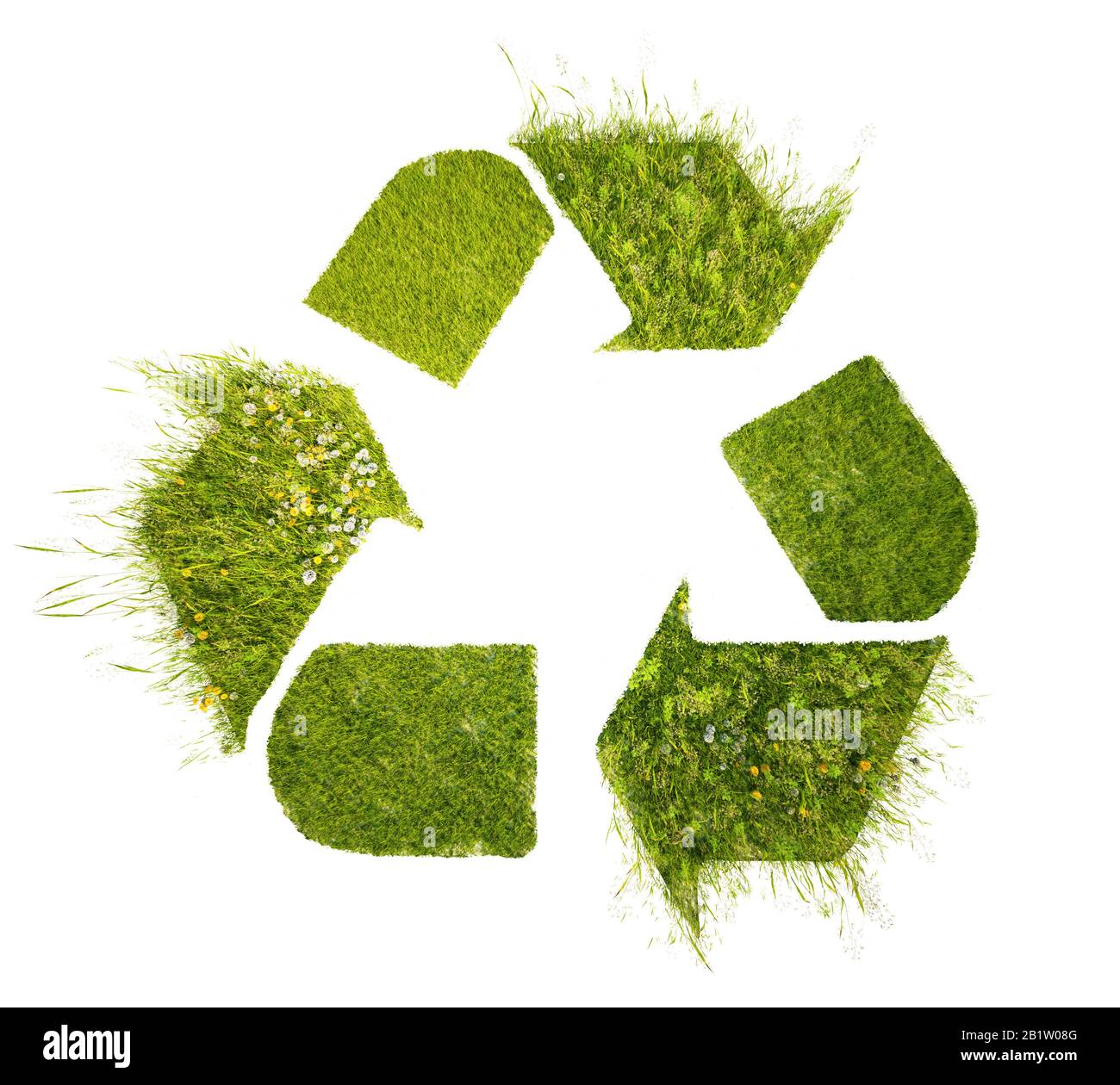 Recycling-Symbol Gras-Feld - 3D-Abbildung Stockfoto