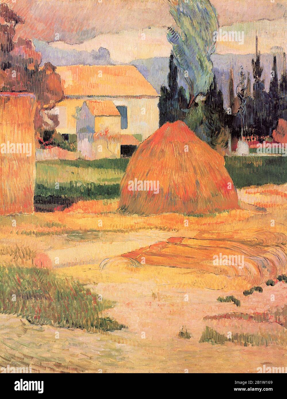 Landscape Near Arles (Ferme à Arles) (1888-19. Jahrhundert Gemälde von Paul Gauguin - Sehr hohe Auflösung und hochwertige Bilder Stockfoto