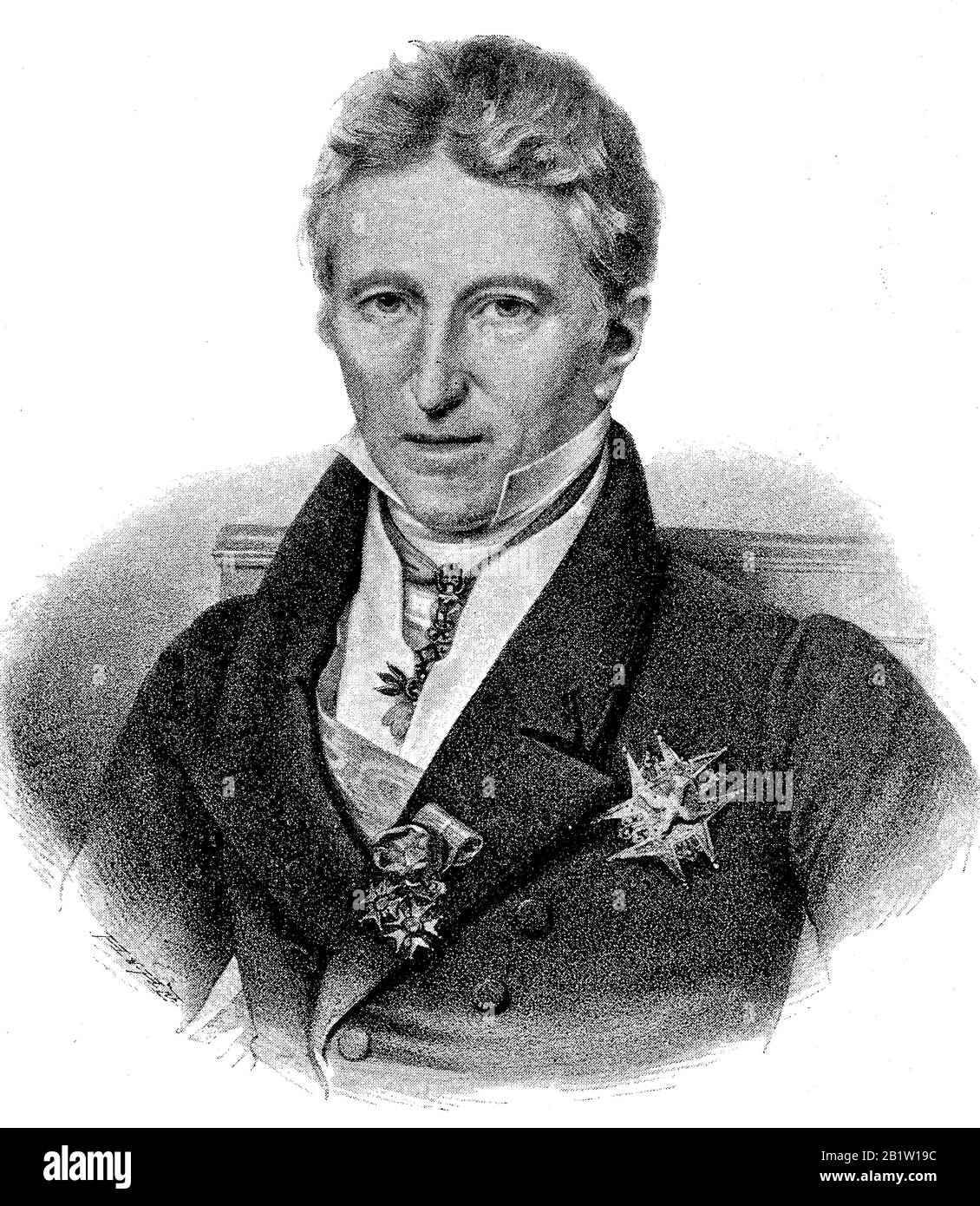 Jean-Baptiste Guillaume Joseph Marie Anne Séraphin, 1. Graf von Villele, 14. April enn. - 13. März 1854, besser bekannt einfach als Joseph de Villèle, war ein französischer Staatsmann / Jean Baptiste Guillaume Marie Anne Séraphin Joseph, comte de Villèle war ein fränkischer Staatsmann, historisch, Digitale verbesserte Wiedergabe eines Originals aus dem 19. Jahrhundert / Digitale Produktion einer Originalanlage aus dem 19. Jahrhunderts Stockfoto