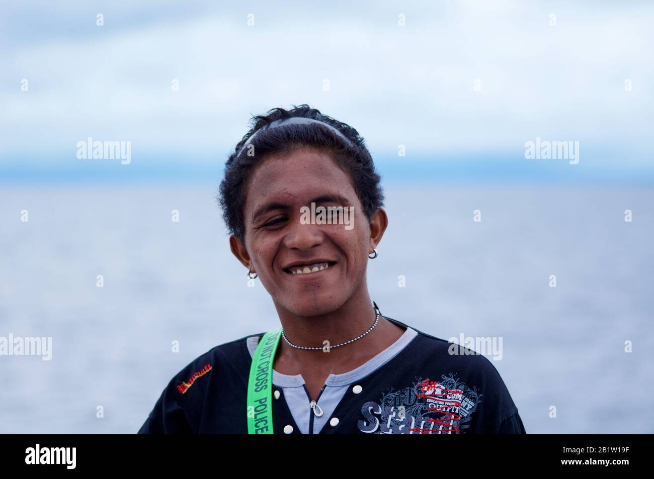 Bootspassagier für die Insel Raja Ampat - Occidental Papua, Indonesien Stockfoto