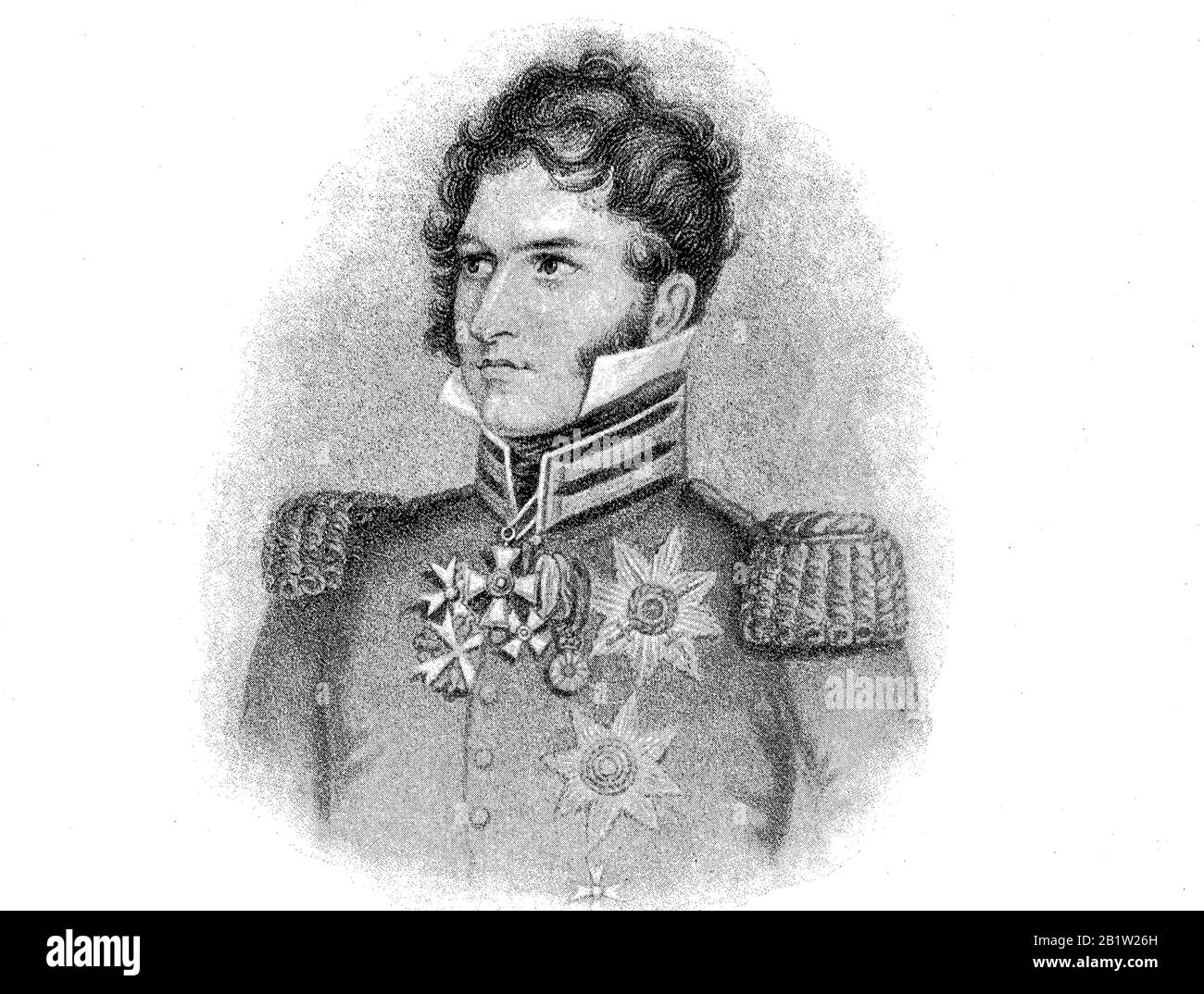 Als deutscher Fürst wurde der König der Belgier nach der Unabhängigkeit des Landes im Jahre 1830 zum ersten König der Belgier, der Georg Christian Friedrich von Sachsen-Coburg-Saalfeld, Herzog in Sachsen, Krieg ein Prinz von Sachsen-Coburg-Saalfeld, Seit 1826 Sachsen-Coburg und Gotha, und von 1831 bis 1865 der erste König der Belgier, historisch, digital verbesserte Wiedergabe eines Originals aus dem 19. Jahrhundert / Digitale Produktion einer Originalanlage aus dem 19. Jahrhunderts Stockfoto