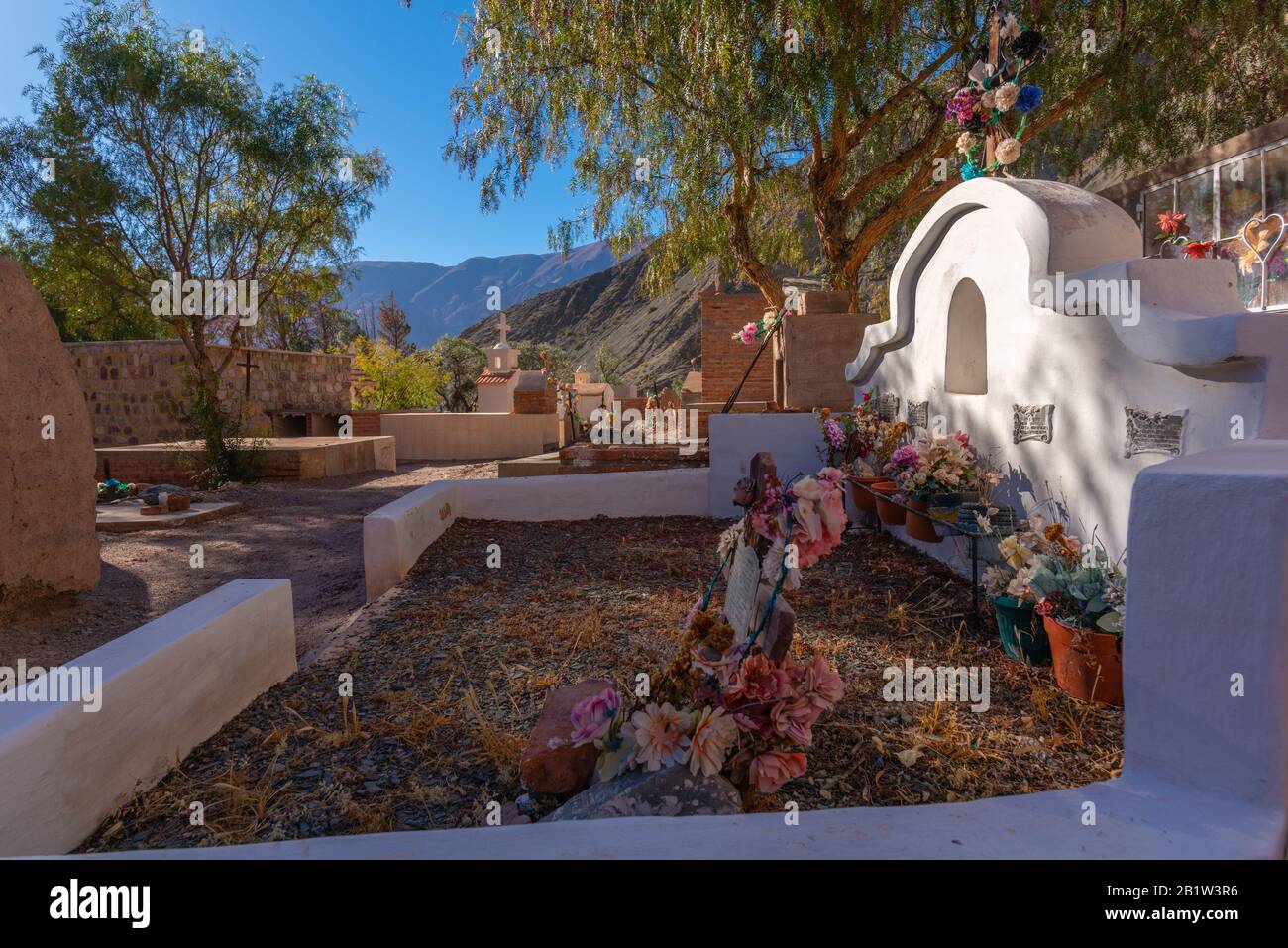 Friedhof, Purmamarca, Quebrada de Humahuaca, UNESCO-Weltkulturerbe, Provinz Jujuy, NW Argentinien, Lateinamerika Stockfoto
