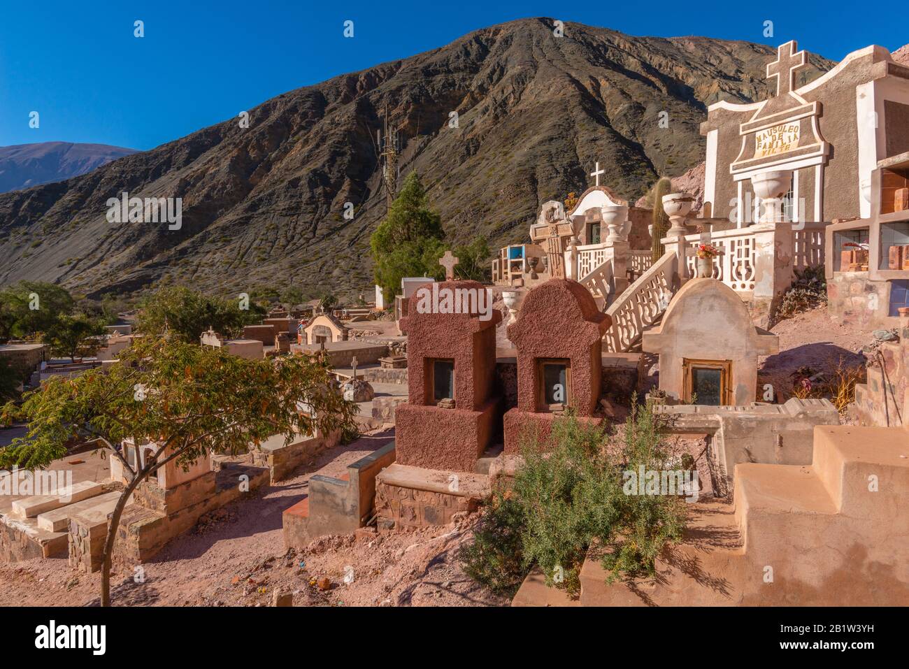 Friedhof, Purmamarca, Quebrada de Humahuaca, UNESCO-Weltkulturerbe, Provinz Jujuy, NW Argentinien, Lateinamerika Stockfoto