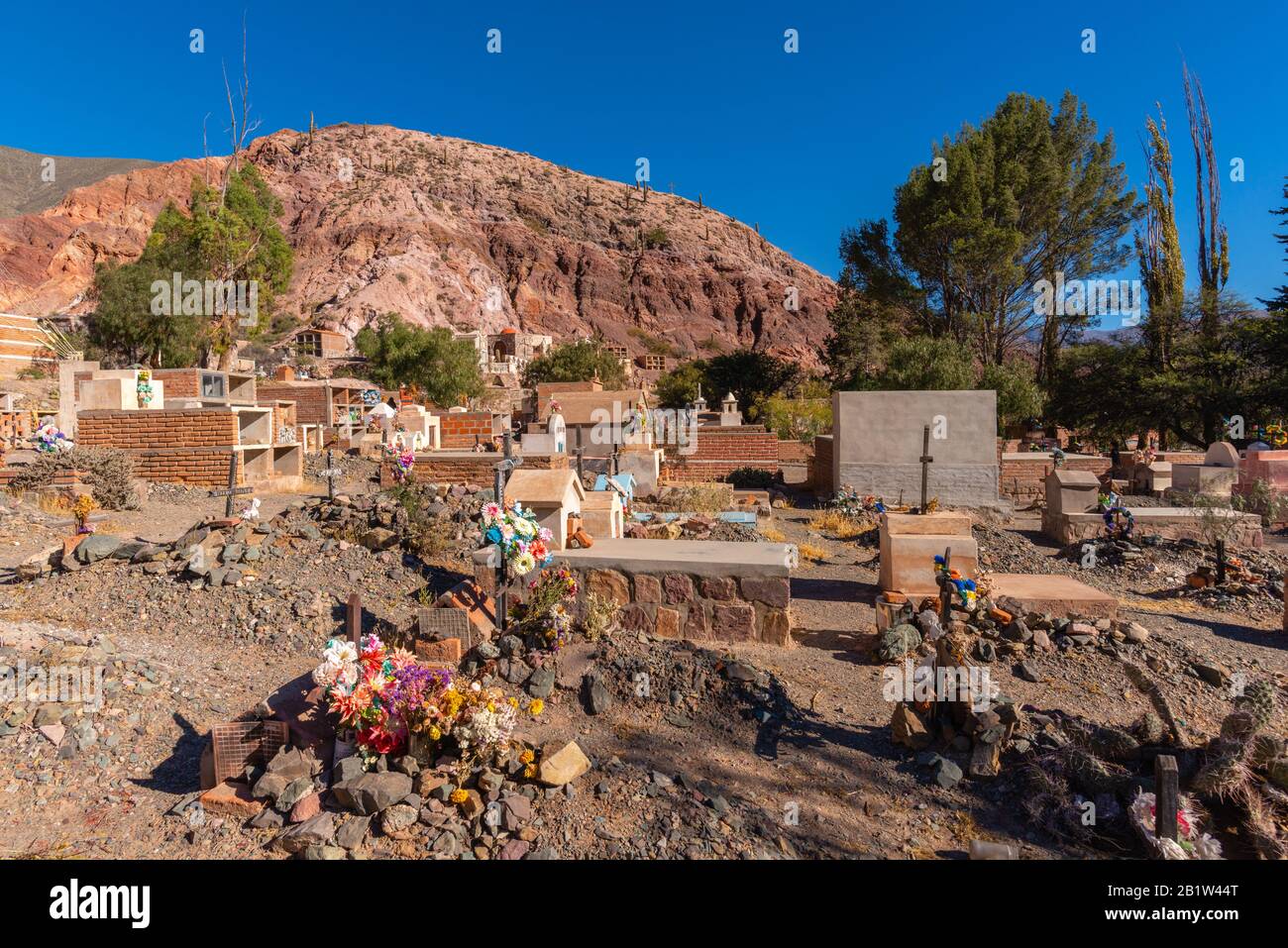 Friedhof, Purmamarca, Quebrada de Humahuaca, UNESCO-Weltkulturerbe, Provinz Jujuy, NW Argentinien, Lateinamerika Stockfoto