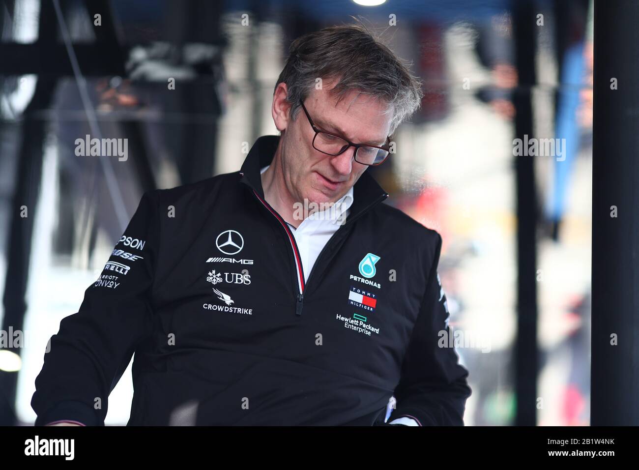 Barcelona, Spanien. Februar 2020. James Allison Mercedes-Ingenieur von AMG F1, Formel-1-Weltmeisterschaft 2020, Wintertesttage #2 2020 Barcelona, 26./28. Februar 2020. Kredit: Unabhängige Fotoagentur/Alamy Live News Stockfoto