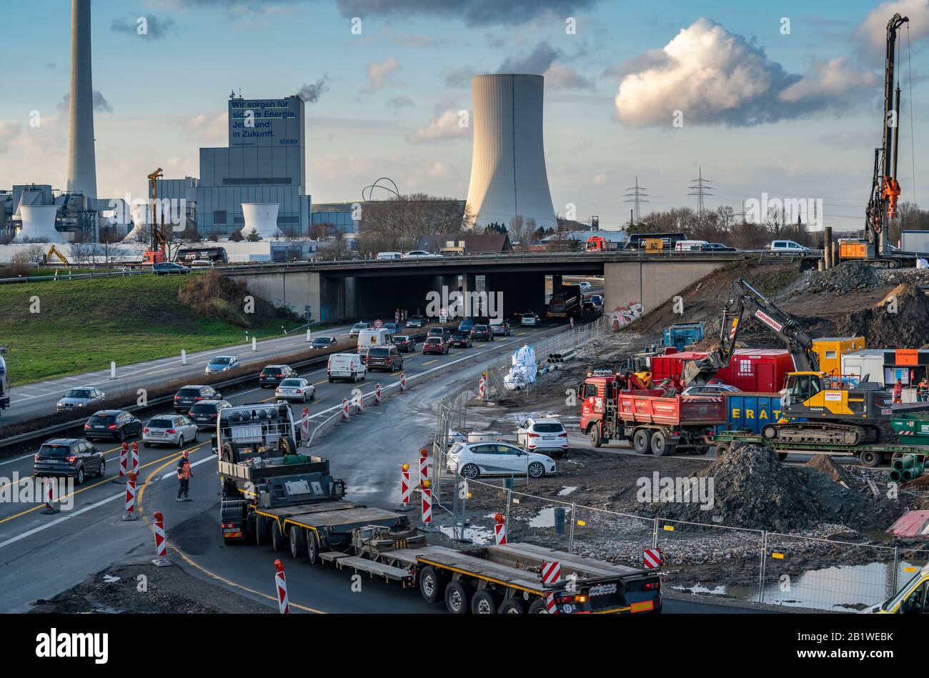 Autobahndreieck Herne, Anschluss der AUTOBAHNEN A42 und A43, Großbaustelle, vollständiger Umbau der Anschlussstelle Herne mit einer Tunne Stockfoto