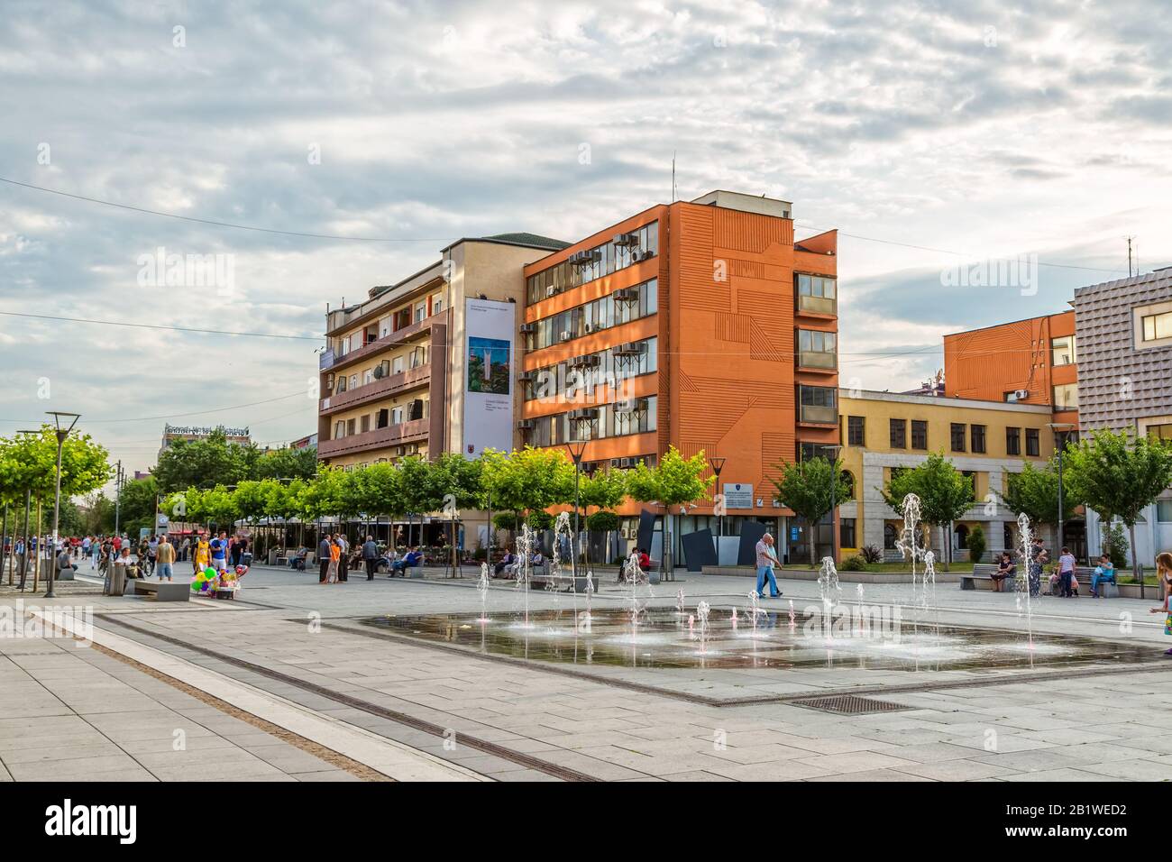 Neuer Brunnen Scanderbeg Platz Pristina Stockfoto