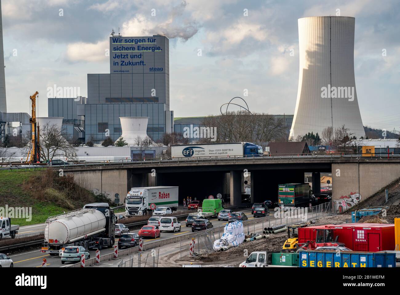 Autobahndreieck Herne, Anschluss der AUTOBAHNEN A42 und A43, Großbaustelle, vollständiger Umbau der Anschlussstelle Herne mit einer Tunne Stockfoto