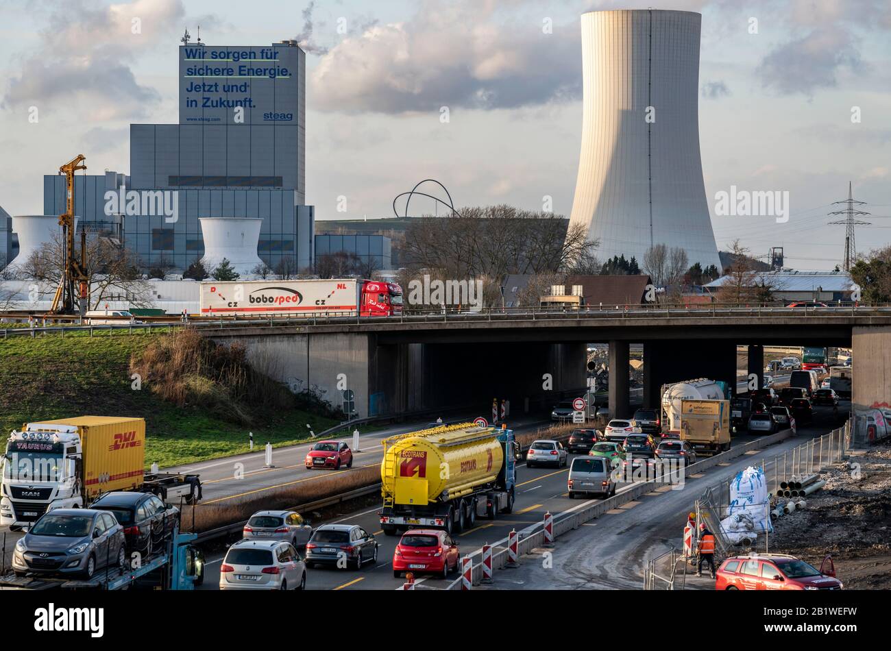 Autobahndreieck Herne, Anschluss der AUTOBAHNEN A42 und A43, Großbaustelle, vollständiger Umbau der Anschlussstelle Herne mit einer Tunne Stockfoto