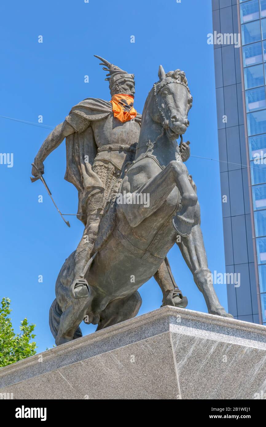 Scanderbeg Statue Pristina Stockfoto