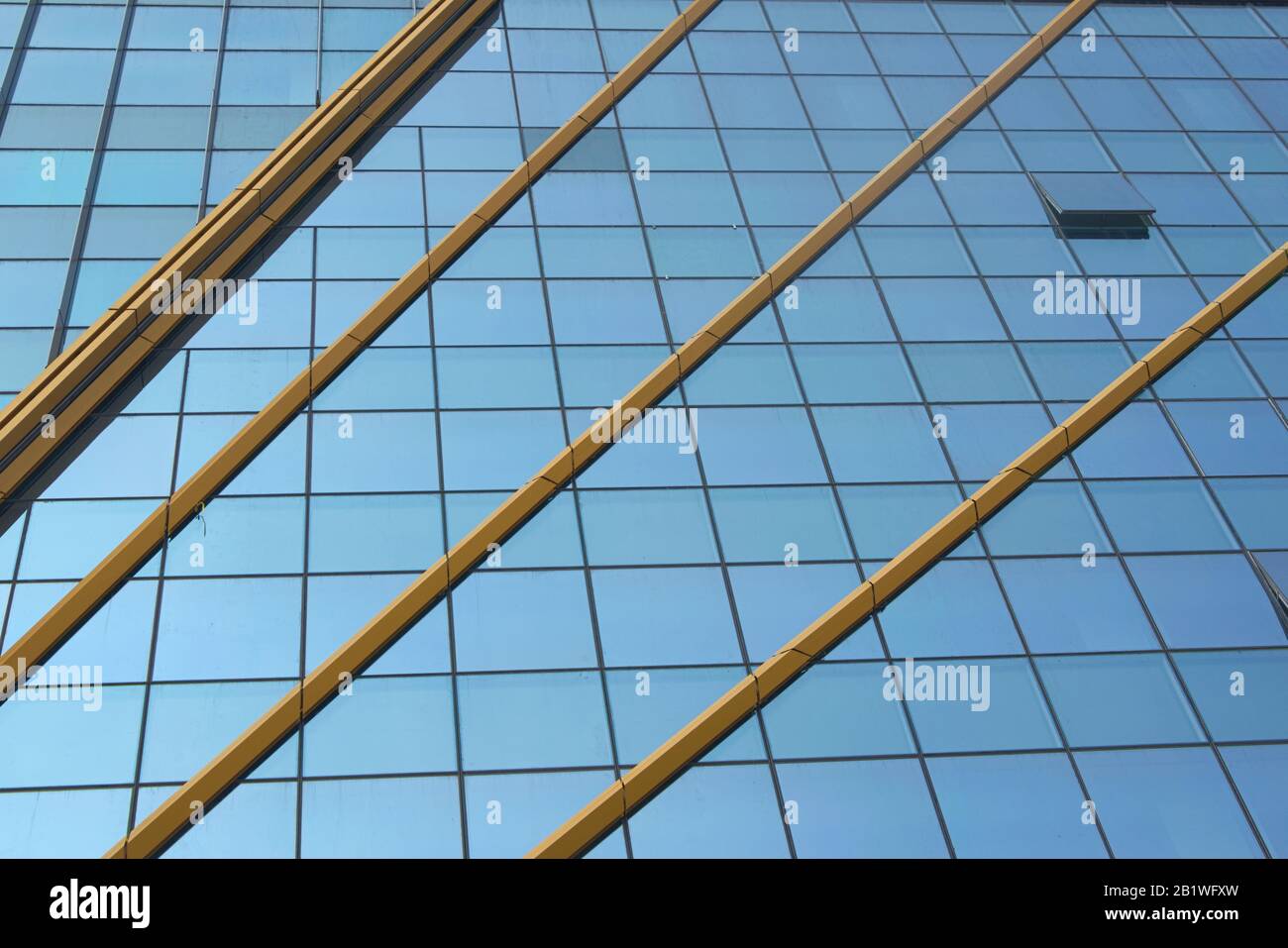 Moderner Glaskratzer in Bangkok, Thailand. Ansicht mit niedrigem Winkel. Stockfoto