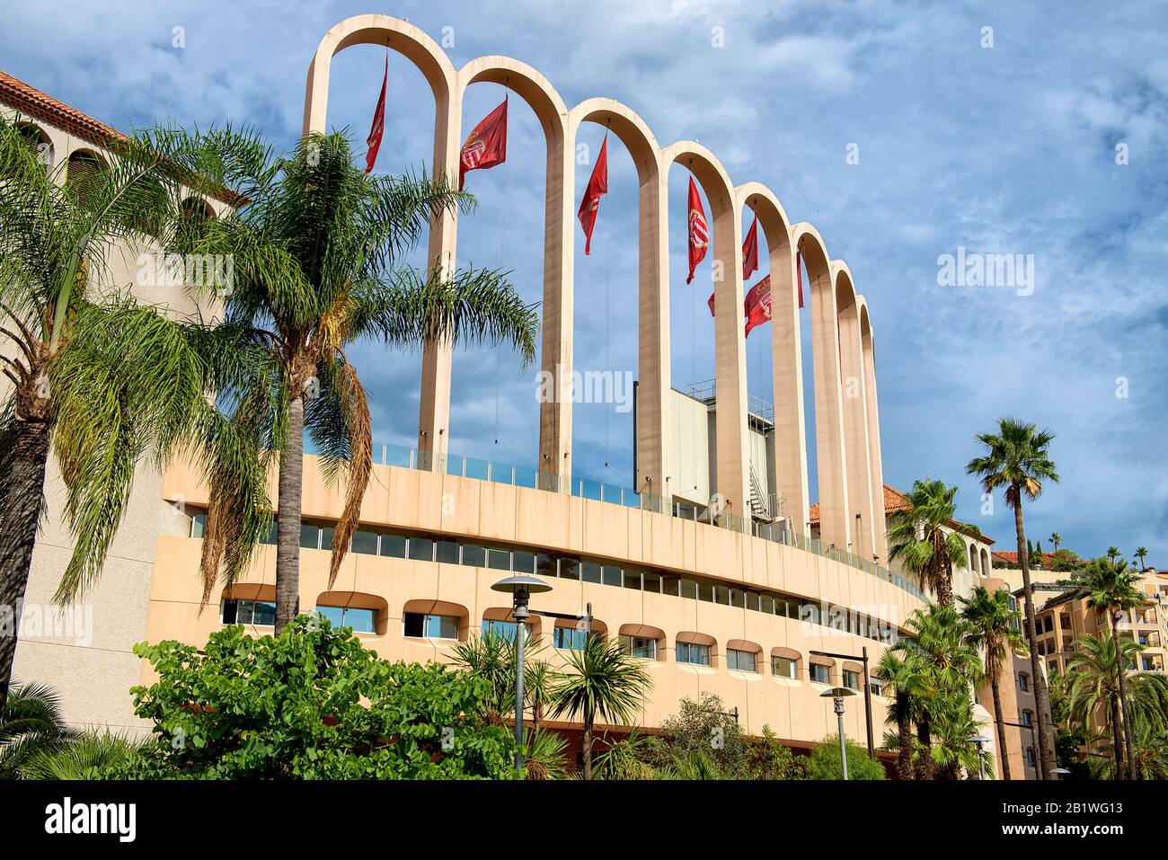 Monaco / Fontvieille - 02.09.2018: Nahaufnahme von Stade Louis II (Heimstadion DES AS Monaco FC) Stockfoto