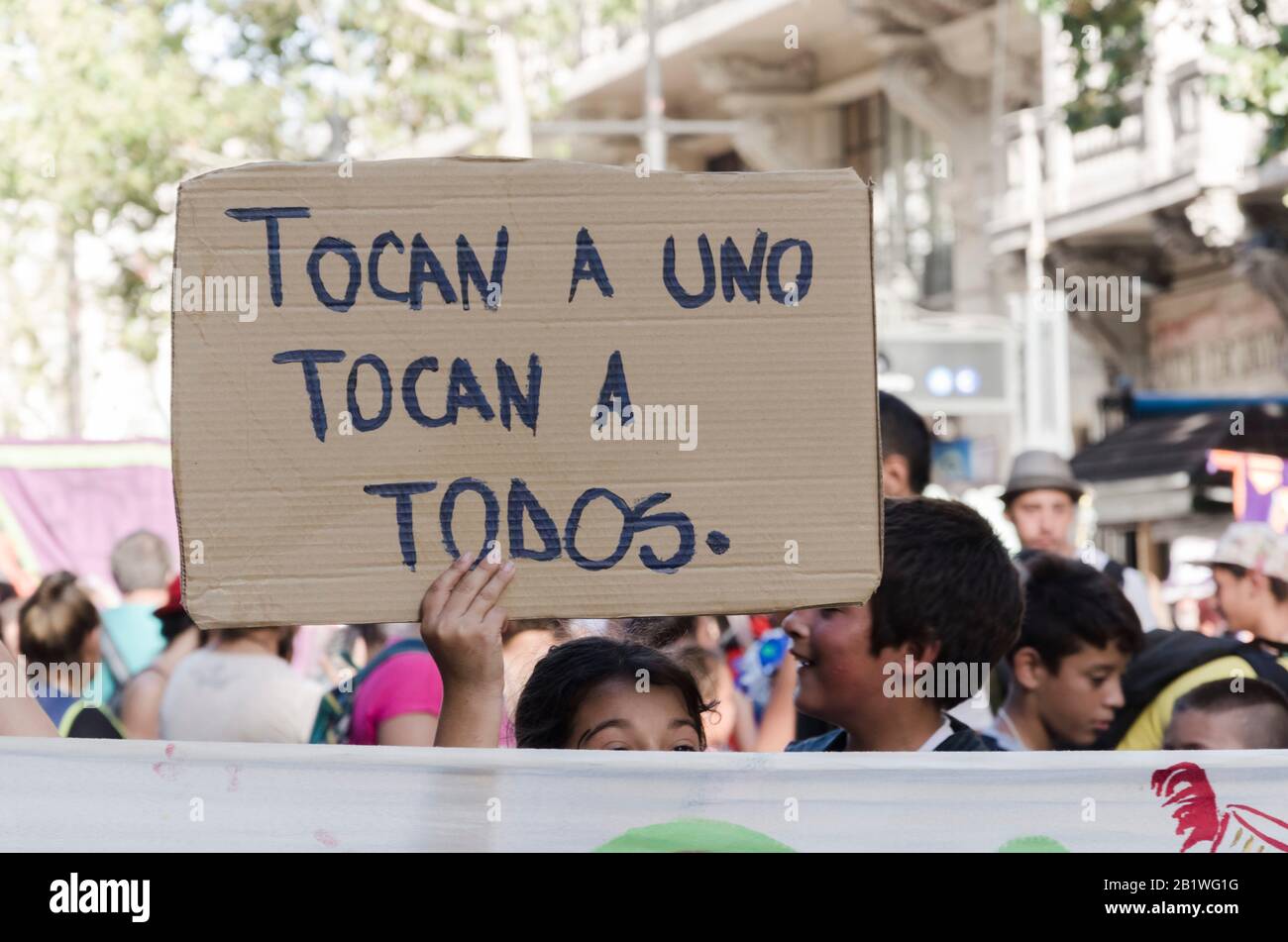 Hauptstadt Federal, Buenos Aires/Argentinien; 2. Februar 2016: Kundgebung gegen Polizeigewalt, Polizeischießen unbewaffneter Zivilisten. Stockfoto